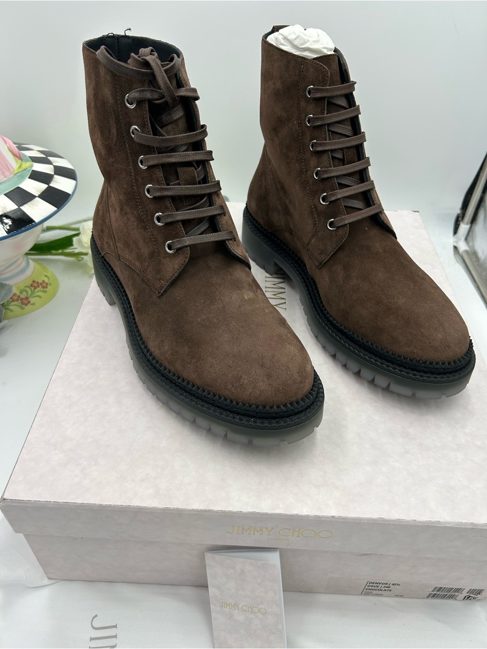 Men's Jimmy Choo Brown Suede Denvor boots size 42.5/9 US made in Italy